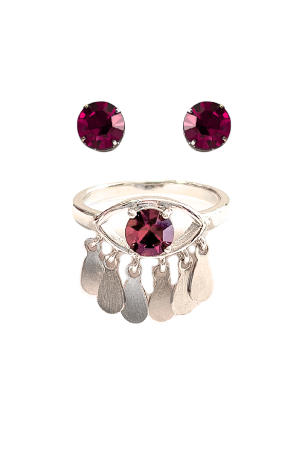 KIT ANEL E BRINCO ROXO VIBES