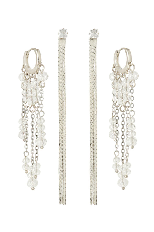 KIT DE BRINCOS AURA PRATEADO