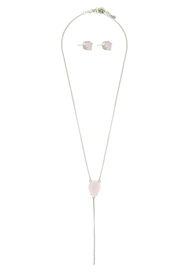 KIT COLAR E BRINCO LIGHT ROSE PRATEADO