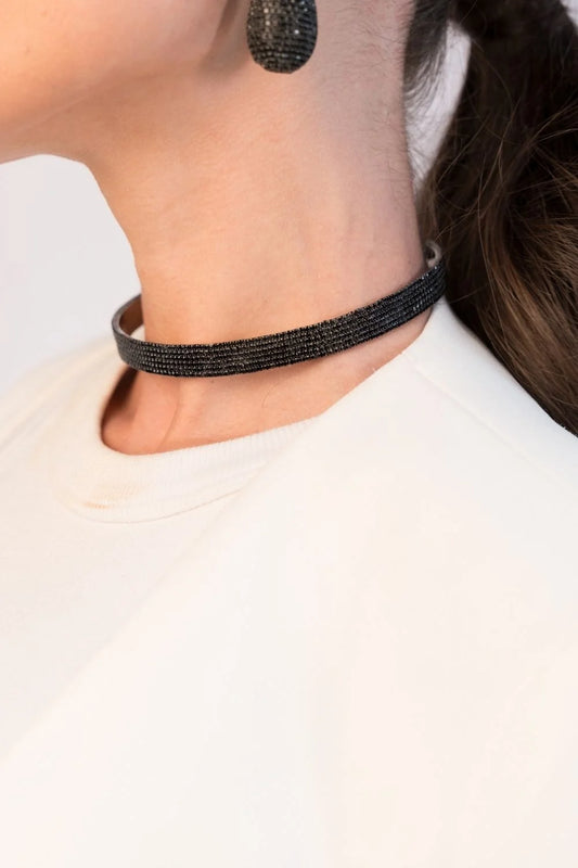 CHOKER SHINE PRETO PRATEADO
