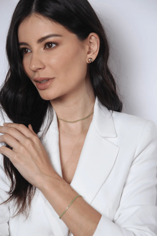 COLAR STRASS VERDE CLARO DOURADO