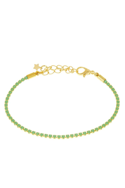 PULSEIRA STRASS VERDE CLARO DOURADO