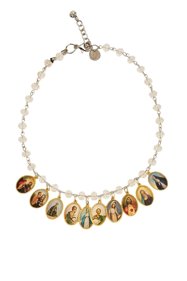 COLAR CURTO SANTO CRISTAL PRATEADO