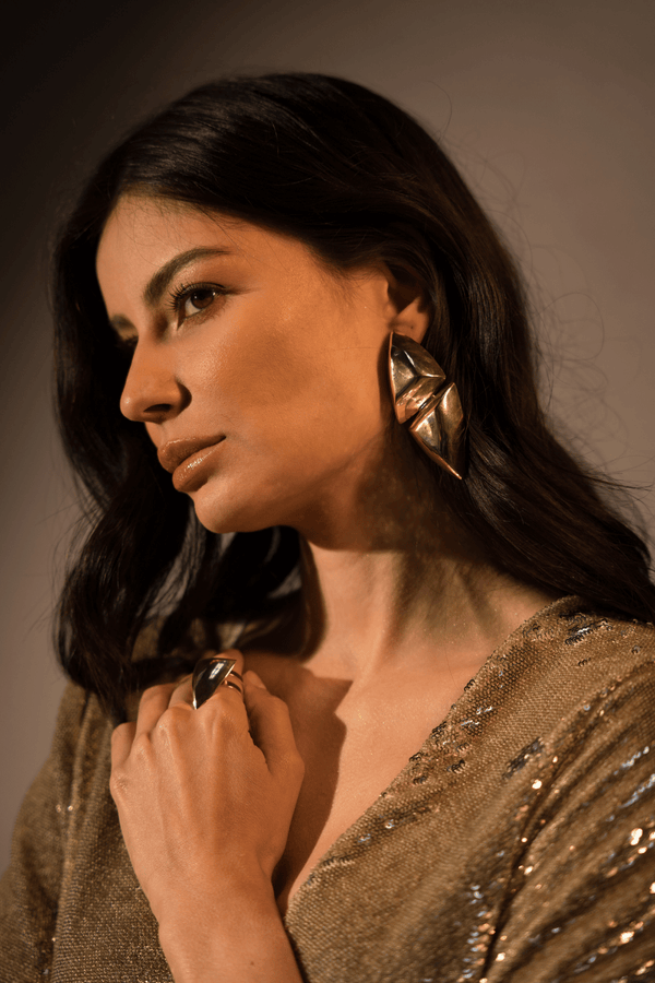 BRINCO DUPLO METALLO DOURADO