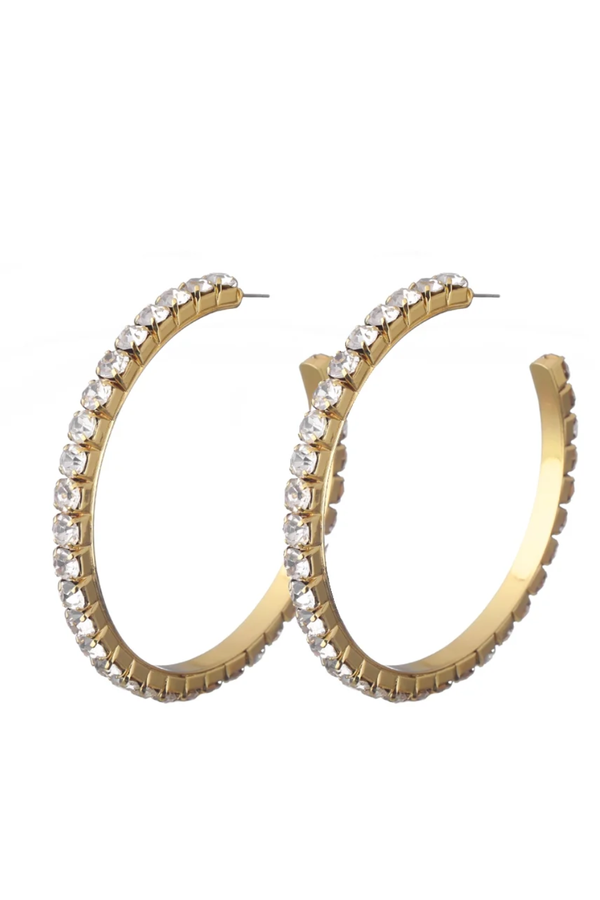 ARGOLA MAXI COM STRASS OURO VINTAGE