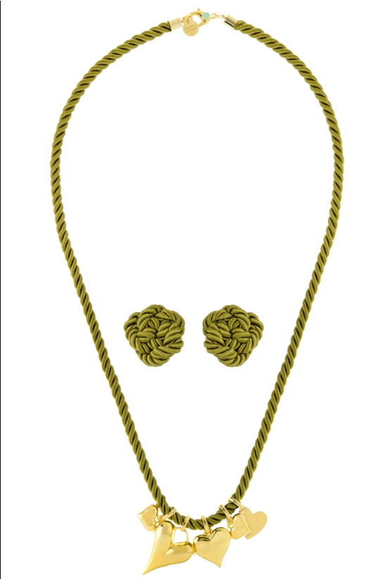 KIT COLAR E BRINCO CORDÃO SÃO FRANCISCO VERDE