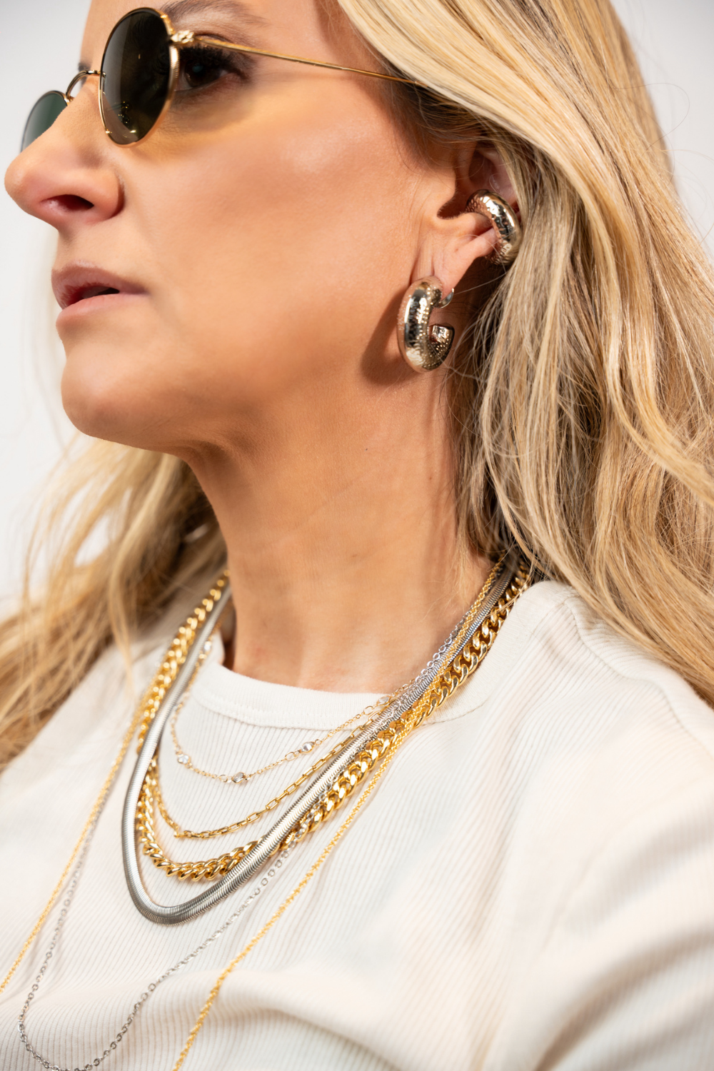 Kit de Brincos e Ear Cuff Texturizado Presenza Prateado