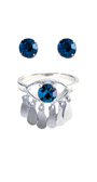 KIT ANEL E BRINCO AZUL ROYAL VIBES PRATEADO