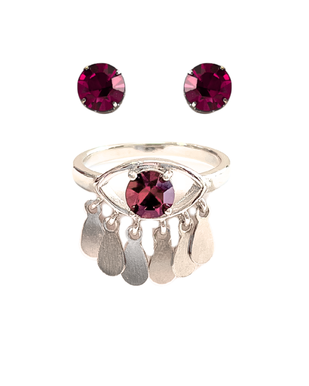 KIT ANEL E BRINCO ROXO VIBES