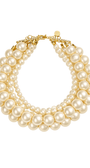 Maxi Colar de Pérolas Dourado em Camadas com Volume Estruturado