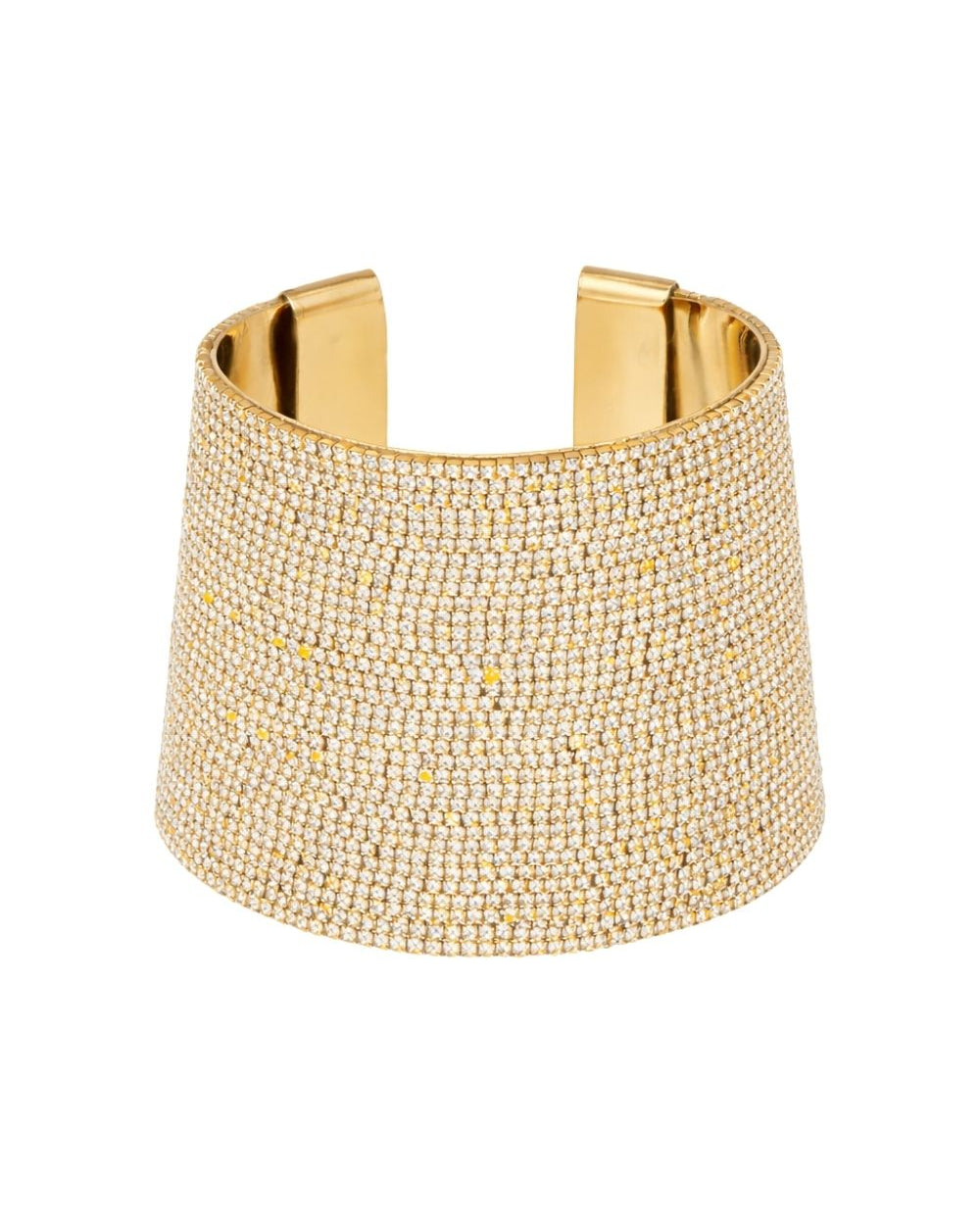 Maxi Bracelete Dourado Cravejado com Strass e Brilho