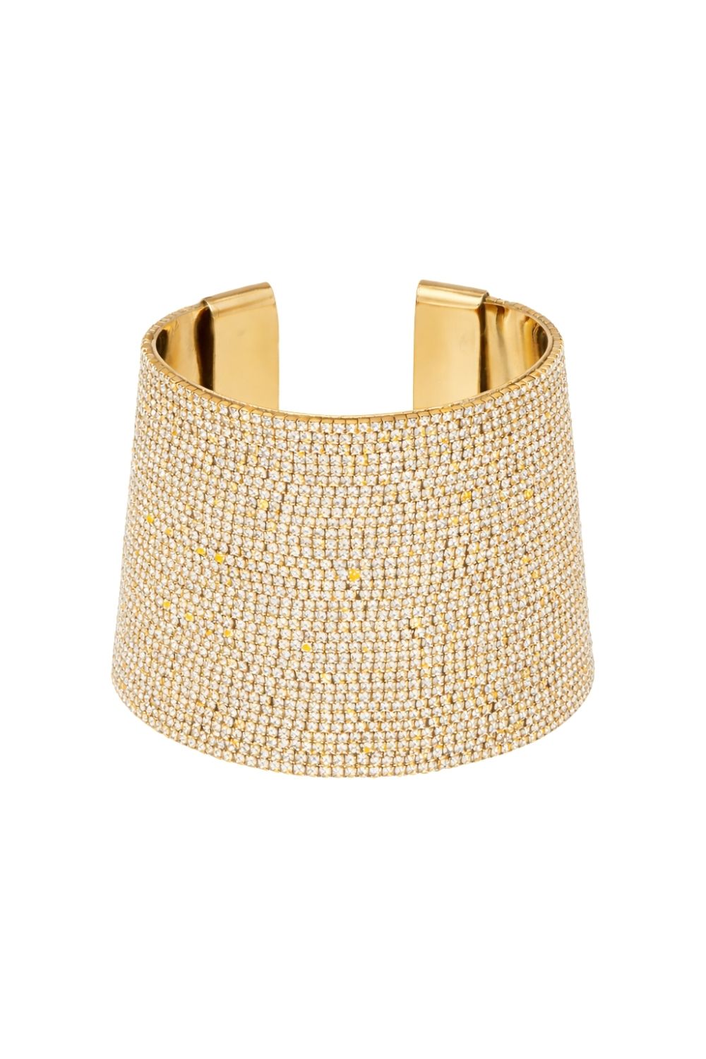 Maxi Bracelete Dourado Cravejado com Strass e Brilho