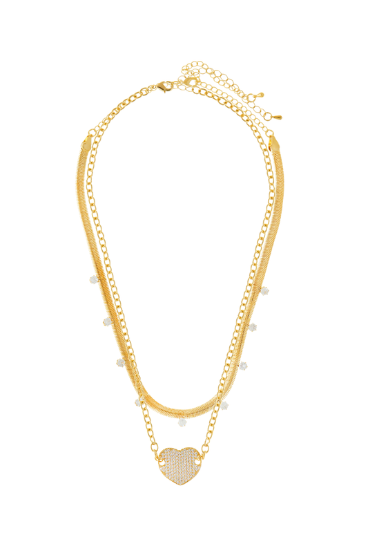 KIT COLAR CORAÇÃO SHINE PRESENZA DOURADO