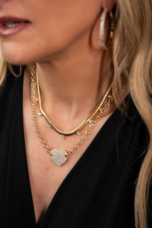 KIT COLAR CORAÇÃO SHINE PRESENZA DOURADO