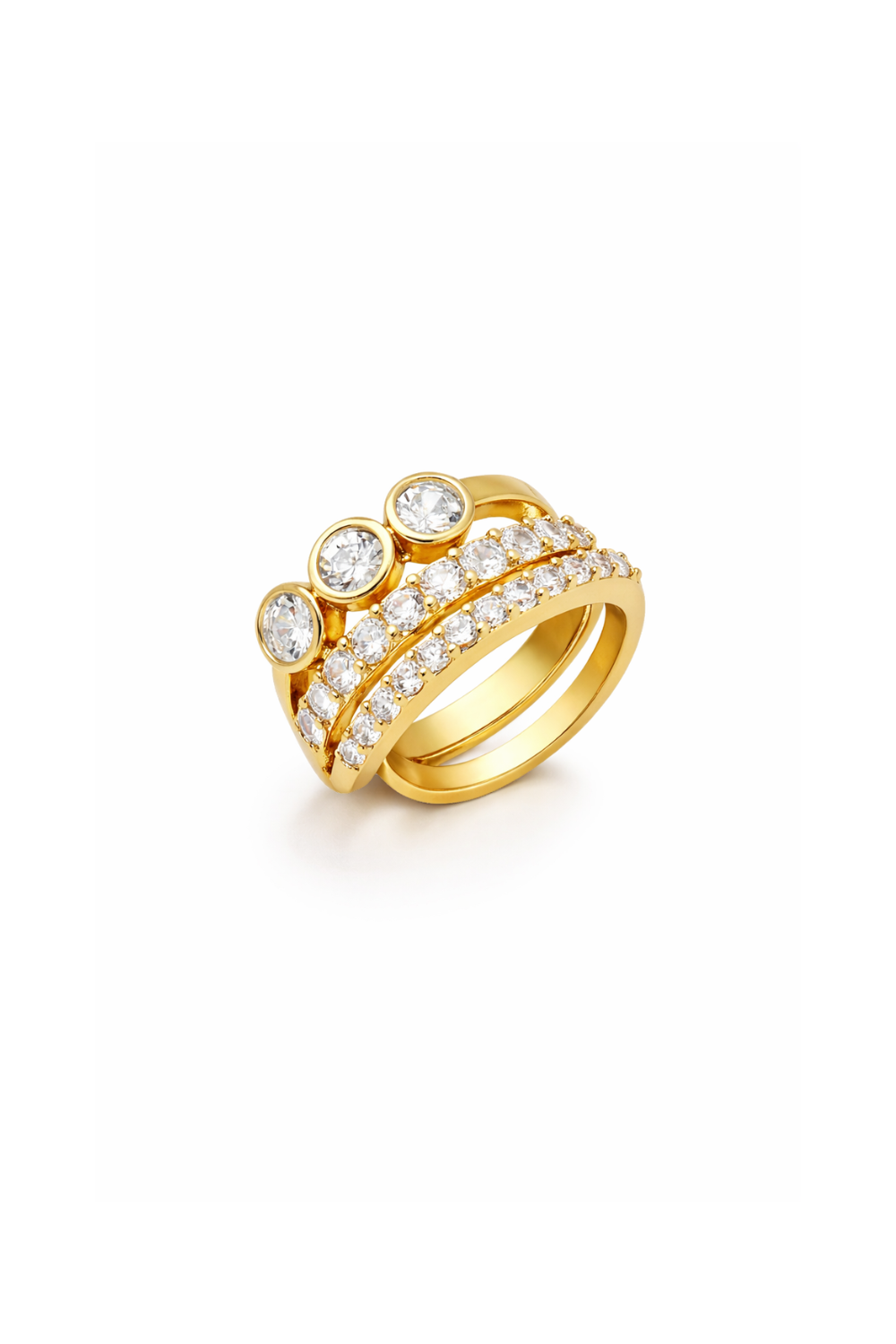 Ear Cuff Dourado com Zircônias e Efeito Mix de Brincos