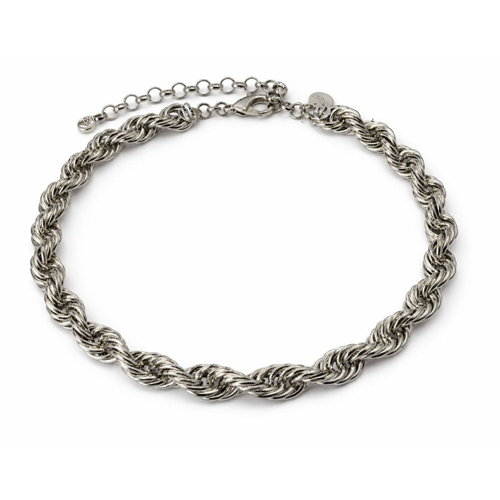 Colar Corrente Trançada Prateada | Choker Correntaria
