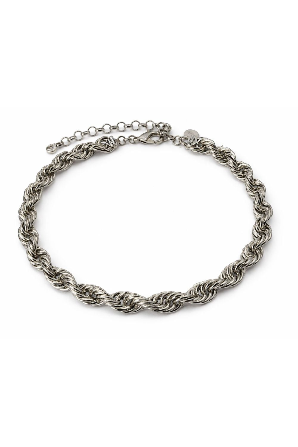 Colar Corrente Trançada Prateada | Choker Correntaria