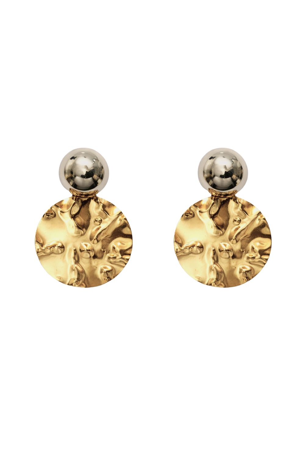 Kit de Brincos Mix and Match com Esfera Polida e Disco Texturizado Dourado
