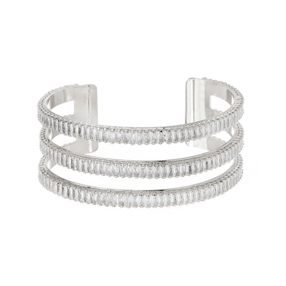 Bracelete Shine Prateado com Zircônias em Três Aros