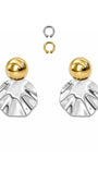 Kit de Brinco e Ear Cuffs Mix and Match com Esfera Dourada e Disco Prateado Texturizado