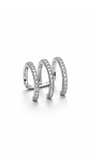 Ear Cuff Prateado com Zircônias e Efeito Múltiplos Aros