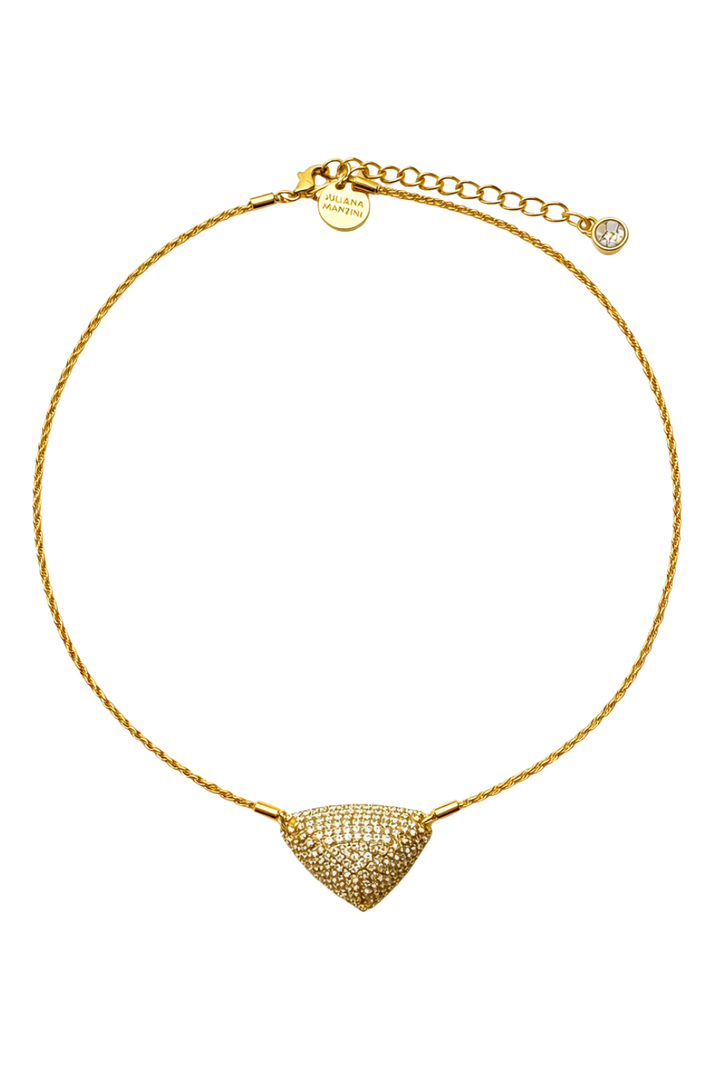 Colar Geométrico Dourado com Pingente Triangular Cravejado – Shine
