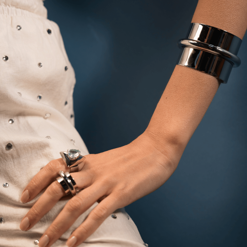 ANEL TUBO METALLO PRATEADO