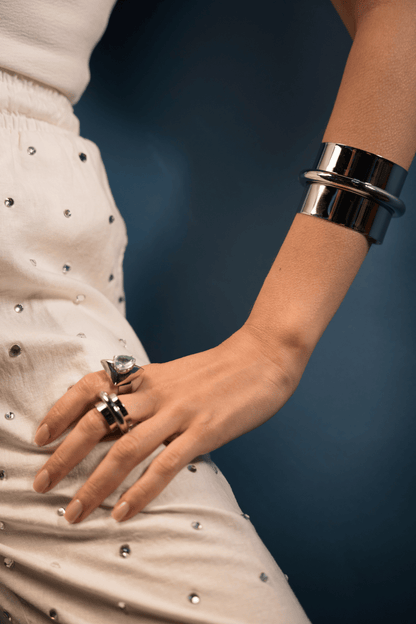 ANEL TUBO METALLO PRATEADO