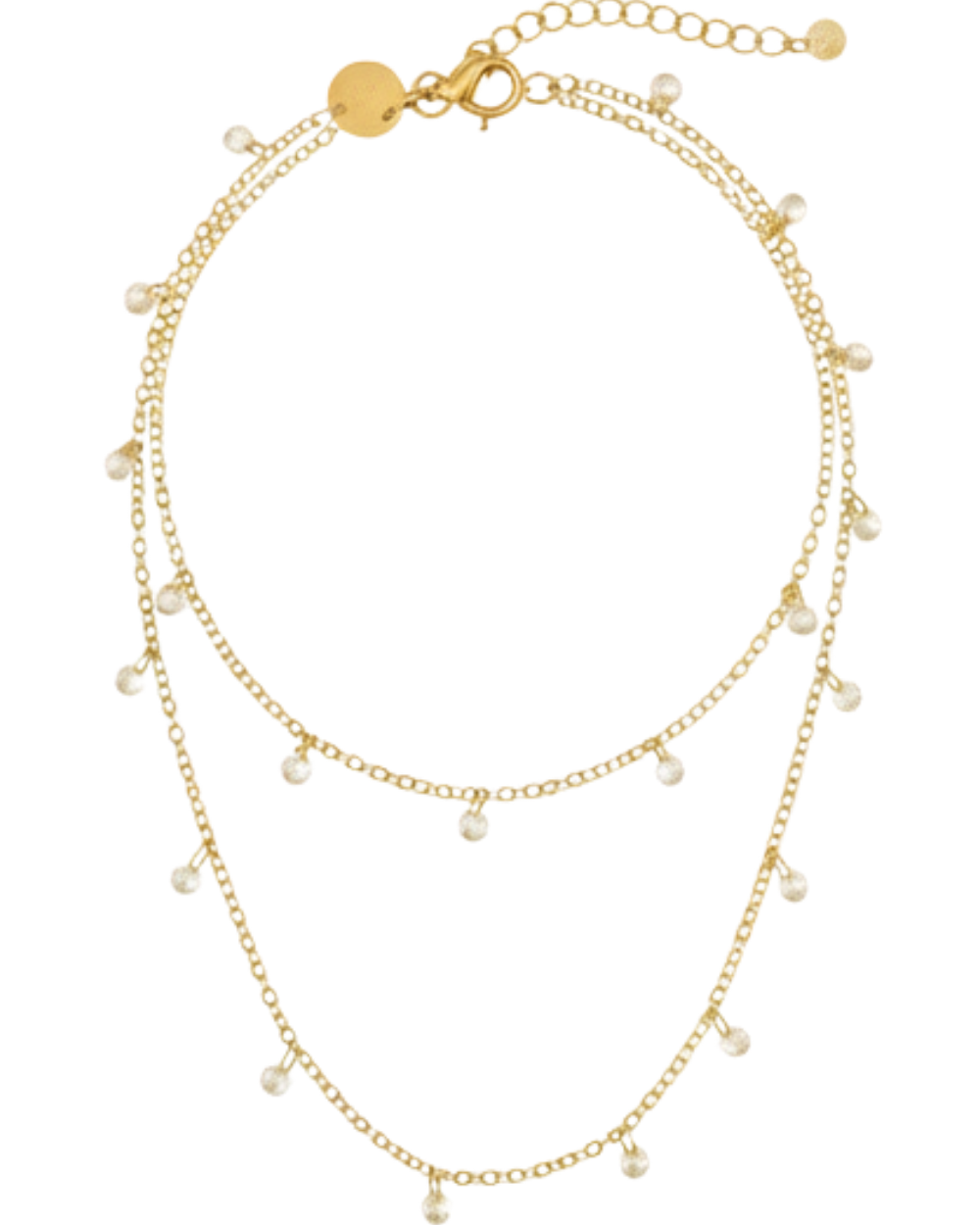 Kit Colar Duplo Dourado com Pontos de Luz em Cristal