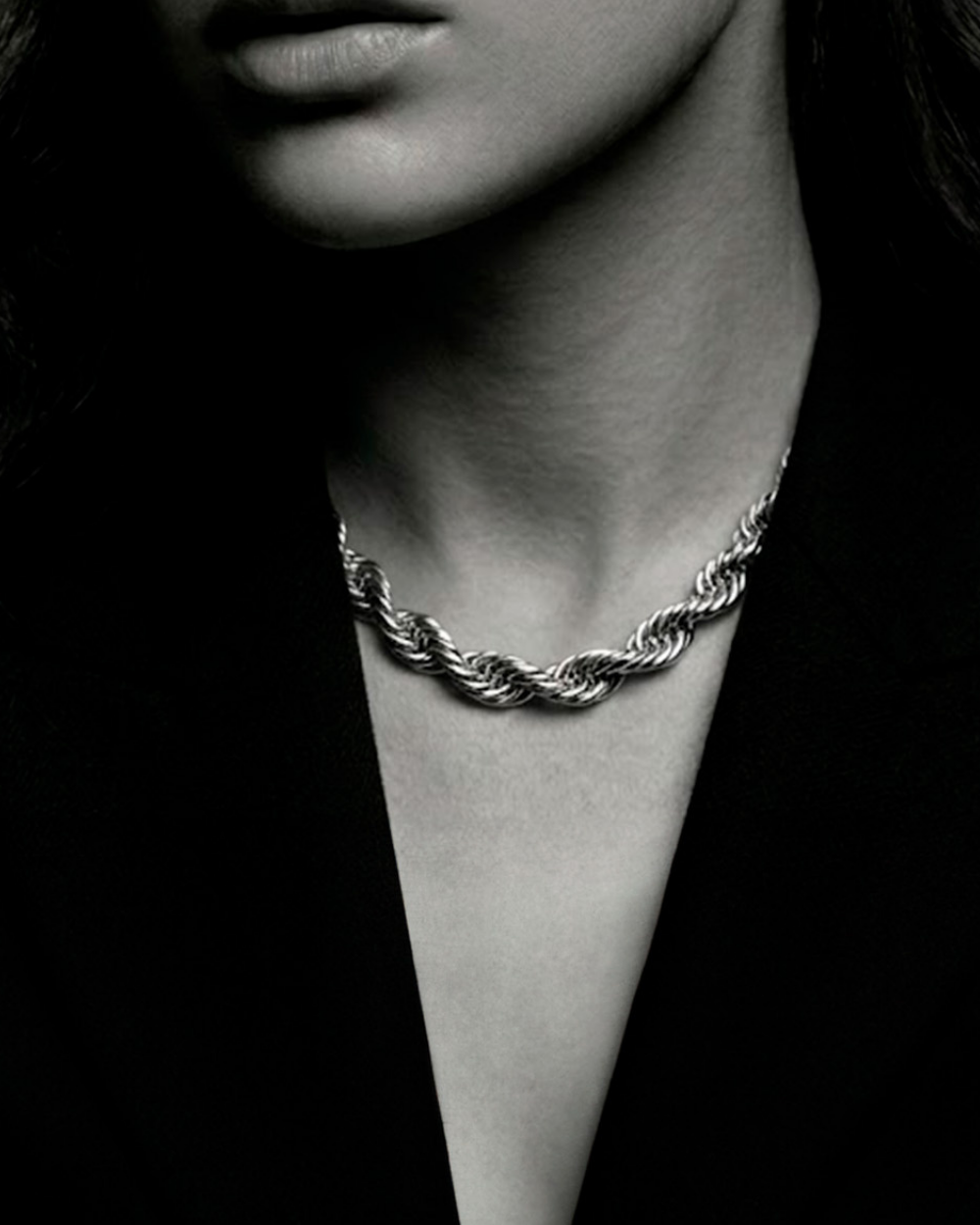 Colar Corrente Trançada Prateada | Choker Correntaria