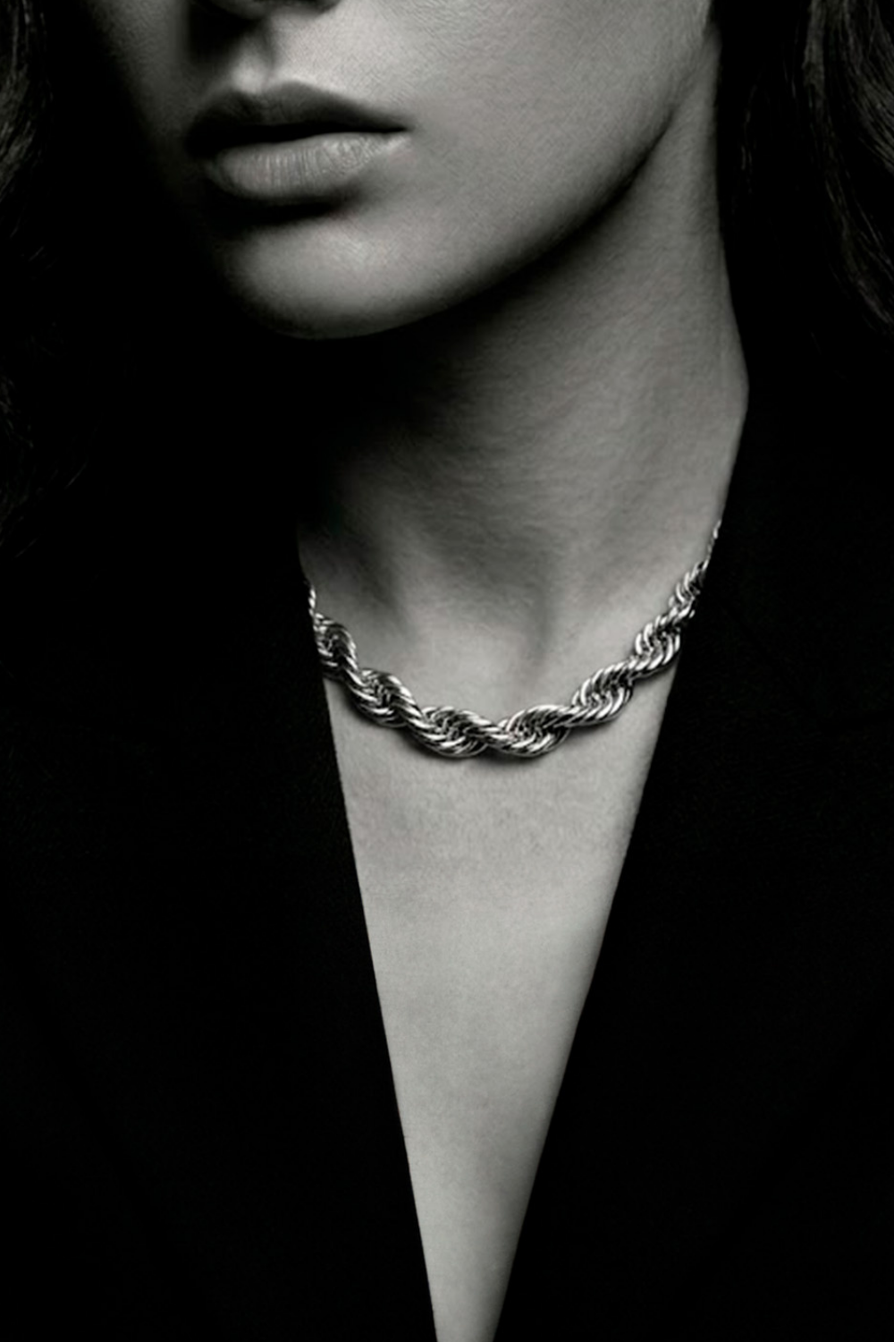 Colar Corrente Trançada Prateada | Choker Correntaria