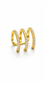 Ear Cuff Dourado com Zircônias e Efeito Múltiplos Aros