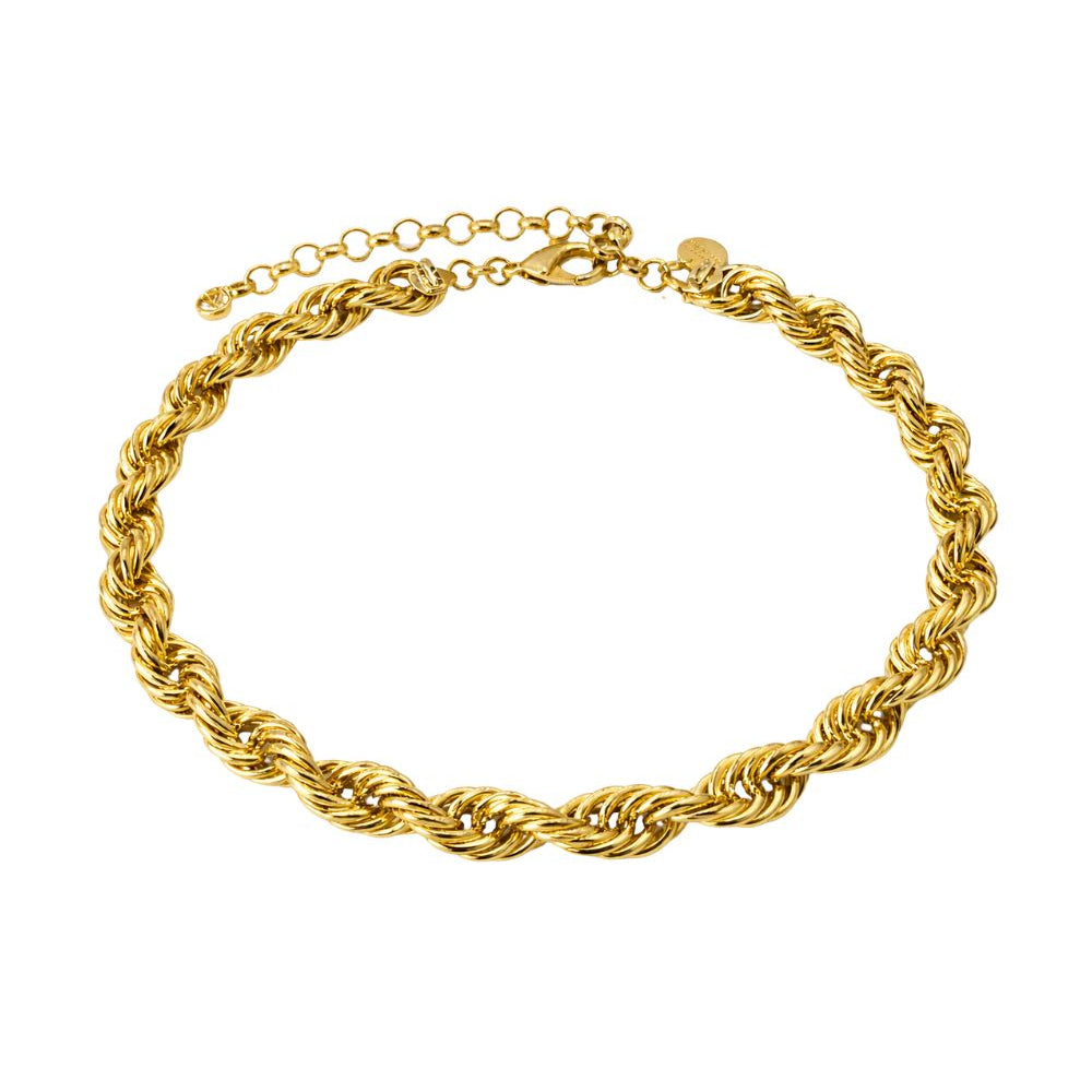 Colar Cordão Trançado Dourado | Colar Correntaria Feminino