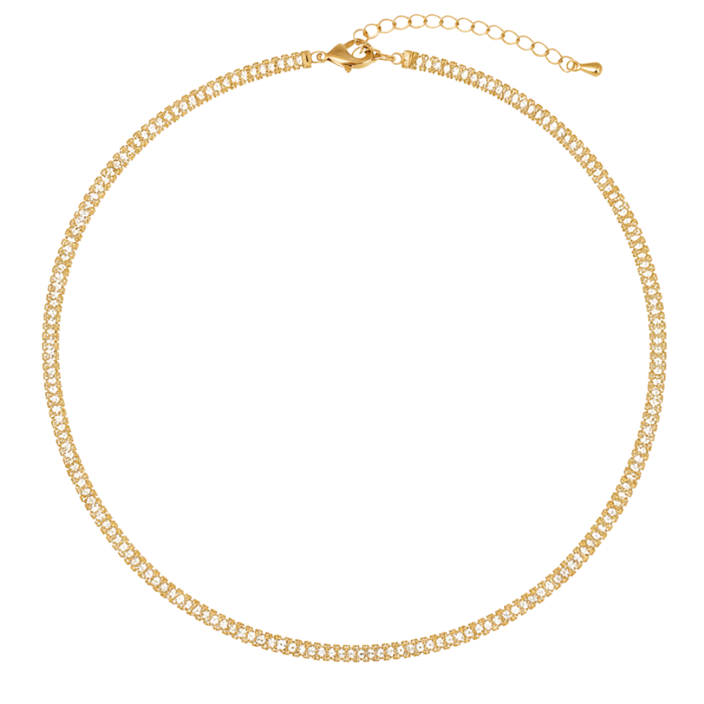 Colar Riviera Dourado com Zircônias Baguete e Brilho Contínuo
