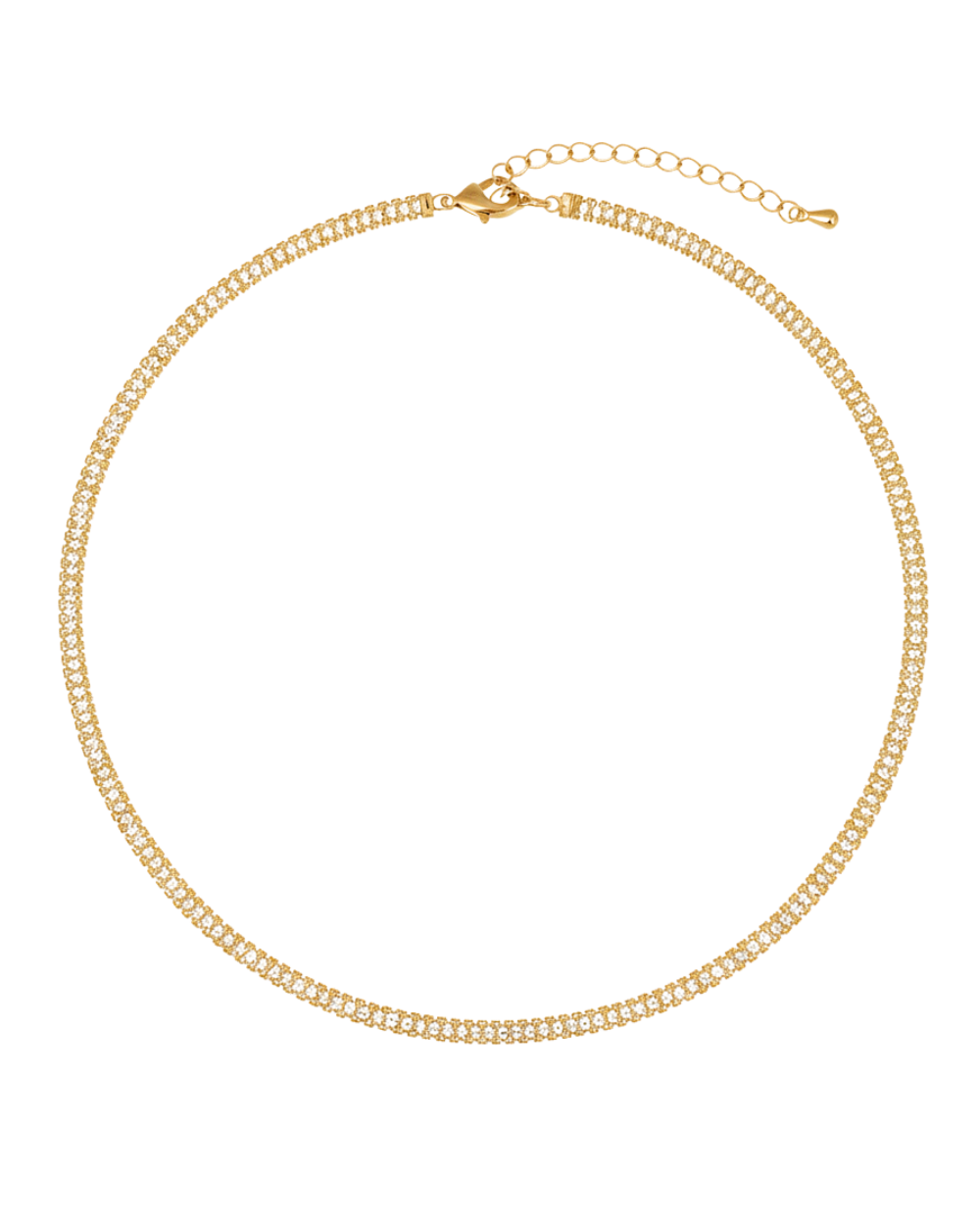 Colar Riviera Dourado com Zircônias Baguete e Brilho Contínuo