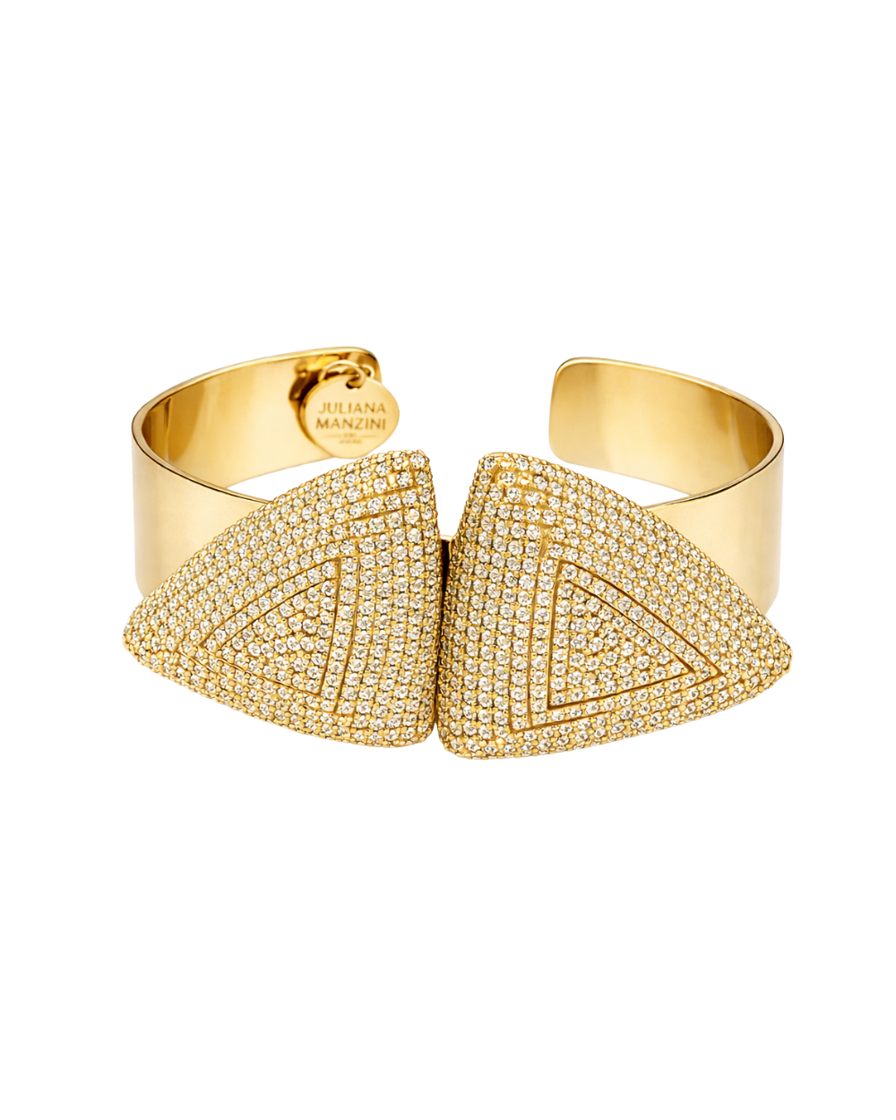 Bracelete Geométrico Dourado com Strass Aplicado à Mão – Shine