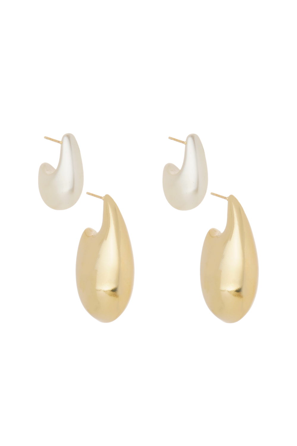 Kit de Brincos Presenza Dourado com Pérola e Volume Polido