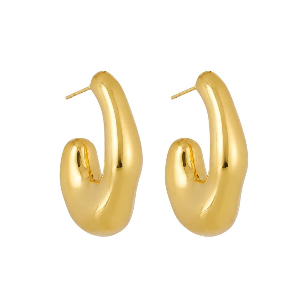 Brinco Argola Dourado Orgânico | Brinco Médio Design Contemporâneo