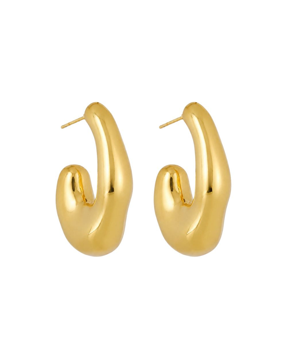 Brinco Argola Dourado Orgânico | Brinco Médio Design Contemporâneo