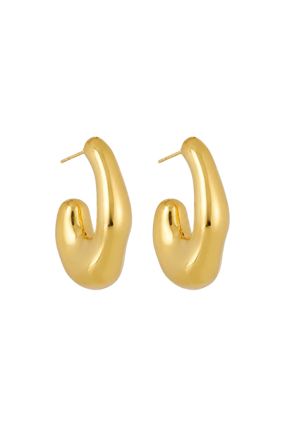 Brinco Argola Dourado Orgânico | Brinco Médio Design Contemporâneo