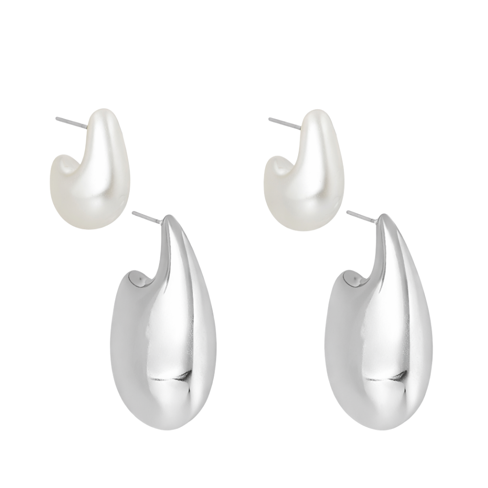 KIT DE BRINCOS PÉROLA PRESENZA PRATEADO