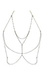 Body Chain Prateado com Strass – Corrente Cadeado Party com Brilho