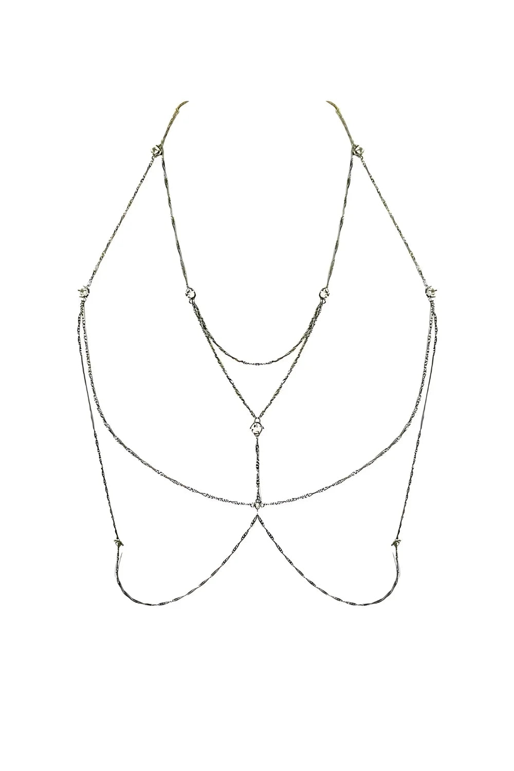 Body Chain Prateado com Strass – Corrente Cadeado Party com Brilho