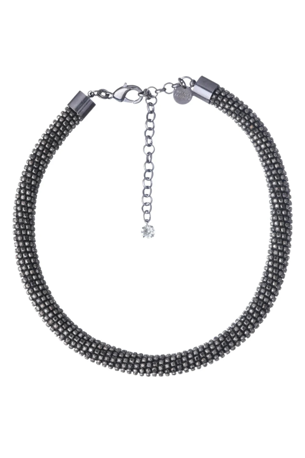 Colar Curto Grafite com Strass Hematite e Brilho Escuro Contínuo