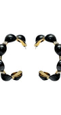 Brinco Argola Esmaltado Preto com Detalhes Dourados