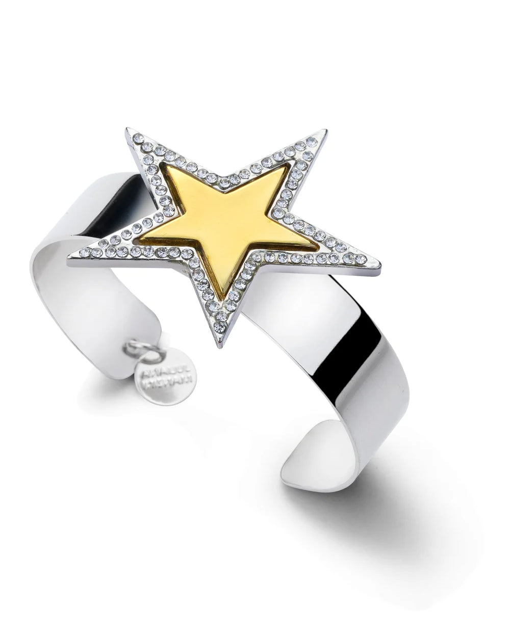 Bracelete com Estrela e Cristais em Mix de Banhos Dourado e Prateado