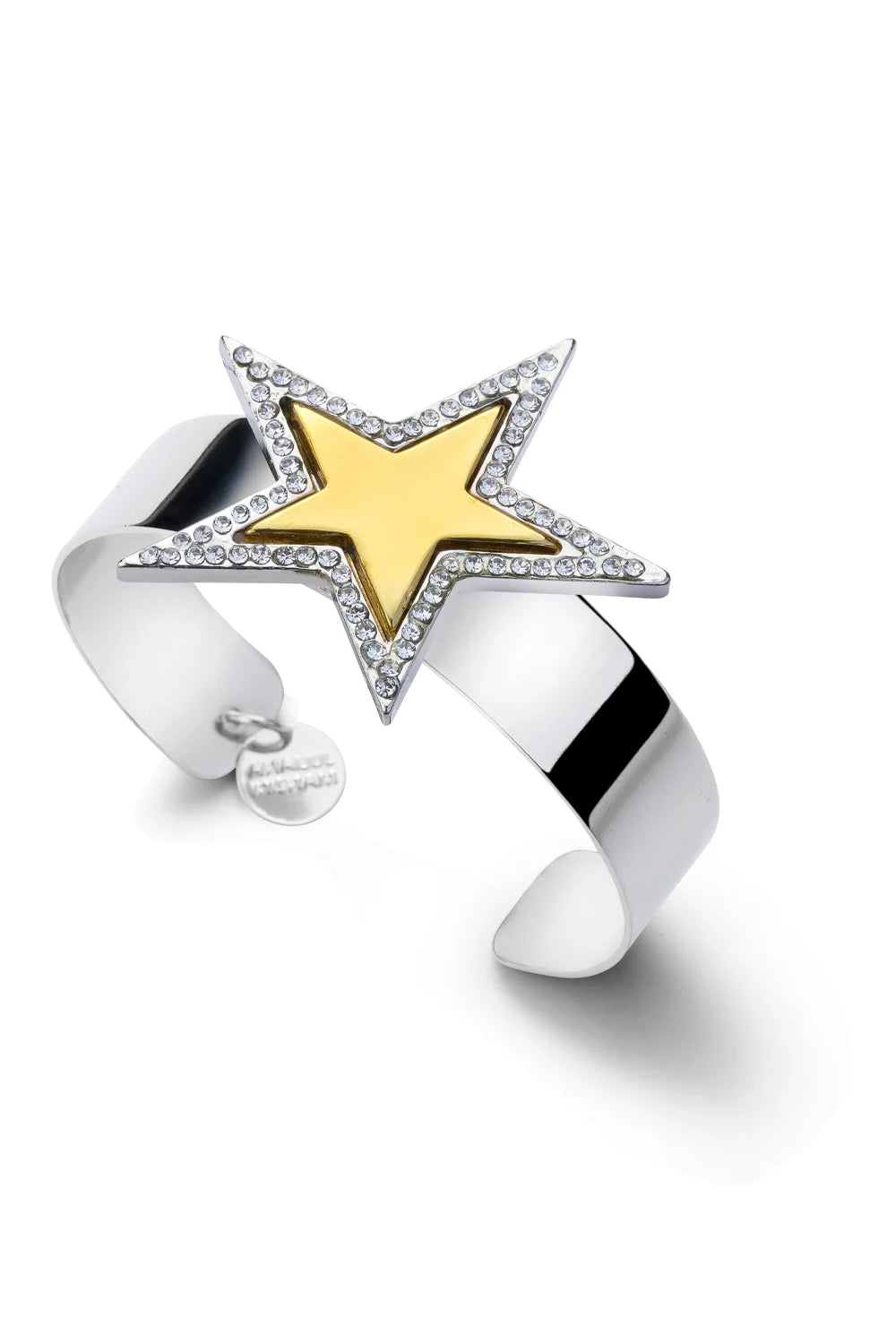 Bracelete com Estrela e Cristais em Mix de Banhos Dourado e Prateado