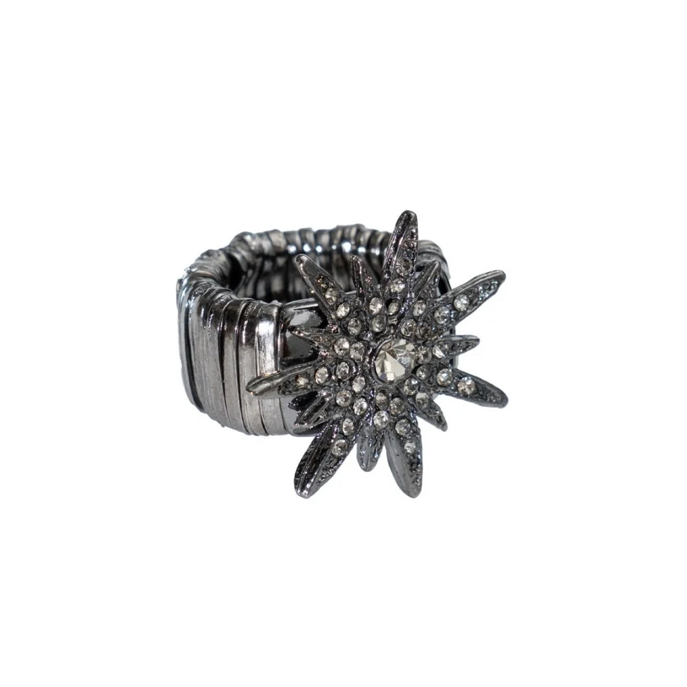 Anel Grafite Estrela com Strass Black Diamond Ajustável