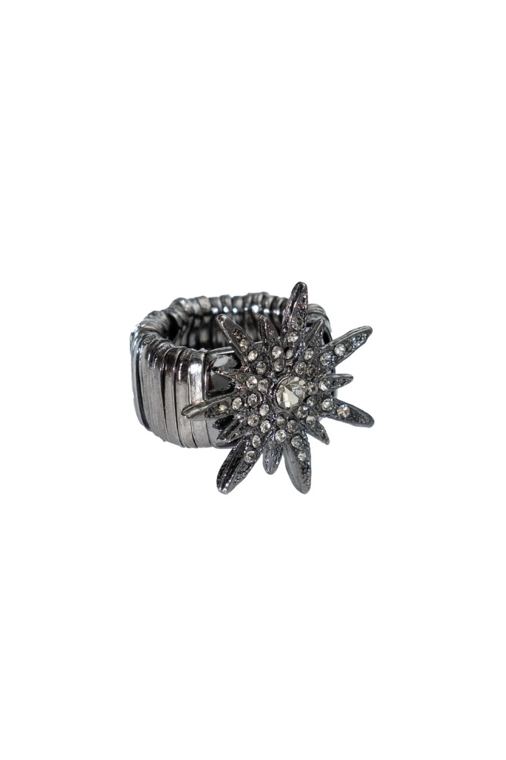 Anel Grafite Estrela com Strass Black Diamond Ajustável