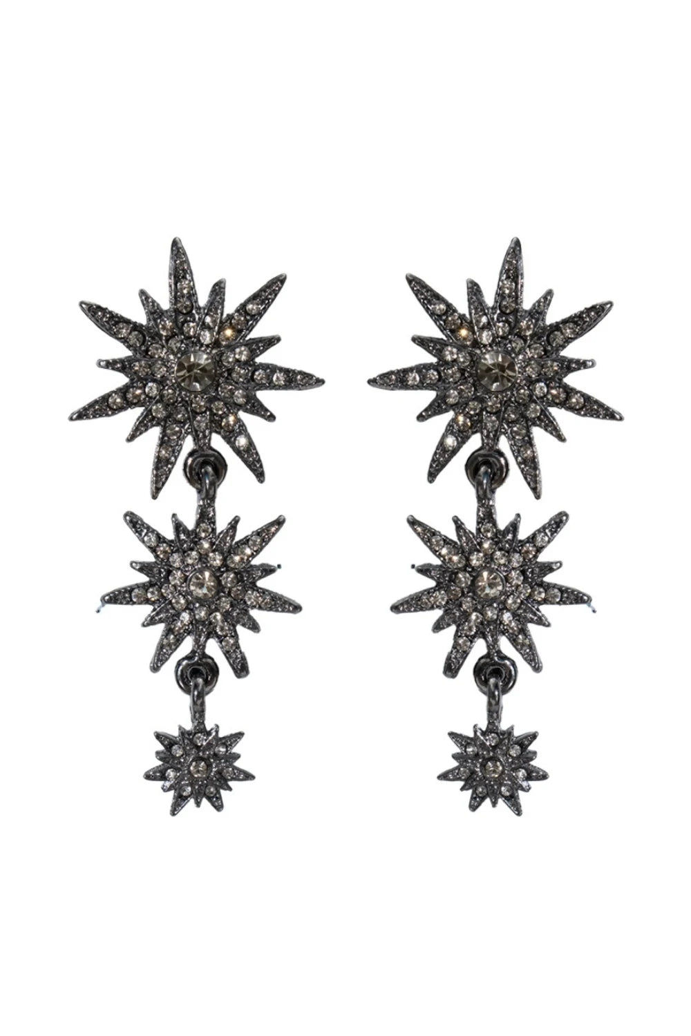 Brinco Longo Astral Grafite com Strass Black Diamond